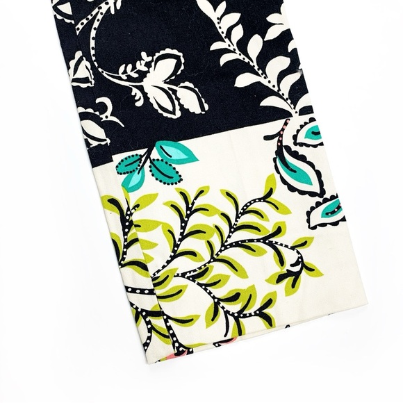 ZARA Printed Ankle Pants | Black Cream Tropical Floral | 97% Cotton Stretch | 2 - Picture 14 of 14